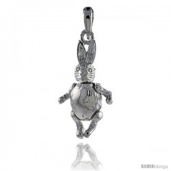 Sterling Silver High Polished Movable Rabbit Pendant