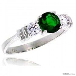 Sterling Silver 1 Carat Size Brilliant Cut Emerald Colored CZ Bridal Ring