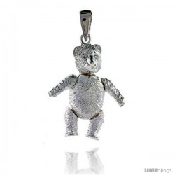 Sterling Silver Large Movable Teddy Bear Pendant