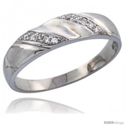 Sterling Silver Ladies' CZ Wedding Ring Band, 3/16 in. (5 mm) wide