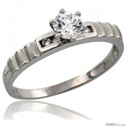 Sterling Silver Solitaire CZ Engagement Ring, 5/32 in. (3.5 mm) wide