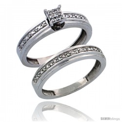 14k White Gold 2-Piece Diamond Engagement Ring Set, w/ 0.21 Carat Brilliant Cut Diamonds, 5/32 in. (4mm) wide
