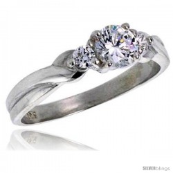 Sterling Silver .47 Carat Size Brilliant Cut Cubic Zirconia Bridal Ring