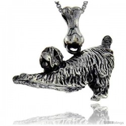 Sterling Silver Soft Coated Weather Terrier Dog Pendant