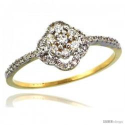 14k Gold Clover Diamond Ring w/ 0.23 Carat Brilliant Cut ( H-I Color VS2-SI1 Clarity ) Diamonds, 3/8 in. (9mm) wide