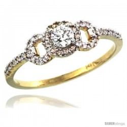 14k Gold Swirl Solitaire Diamond Engagement Ring w/ 0.33 Carat Brilliant Cut ( H-I Color VS2-SI1 Clarity ) Diamonds, 1/4 in