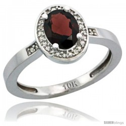 14k White Gold Diamond Garnet Ring 1 ct 7x5 Stone 1/2 in wide