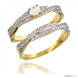 14k Gold 2-Pc Diamond Engagment Ring Set w/ 0.36 Carat Brilliant Cut ( H-I Color VS2-SI1 Clarity ) Diamonds, 1/4 in. (7mm) wide