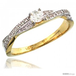 14k Gold Diamond Engagment Ring w/ 0.26 Carat Brilliant Cut ( H-I Color VS2-SI1 Clarity ) Diamonds, 1/8 in. (3.5mm) wide