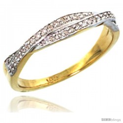 14k Gold 3mm Diamond Ring Band w/ 0.10 Carat Brilliant Cut ( H-I Color VS2-SI1 Clarity ) Diamonds, 1/8 in. (3.5mm) wide