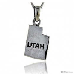 Sterling Silver Utah State Map Pendant, 1 in tall
