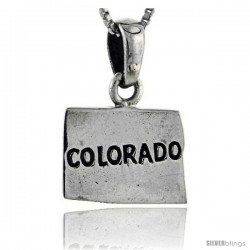 Sterling Silver Colorado State Map Pendant, 3/4 in tall