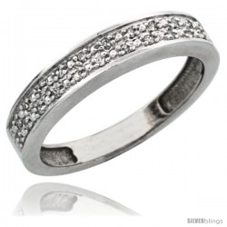 14k White Gold Ladies' Diamond Band, w/ 0.10 Carat Brilliant Cut Diamonds, 5/32 in. (4mm) wide