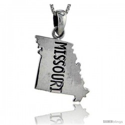 Sterling Silver Missouri State Map Pendant, 1 1/16 in tall