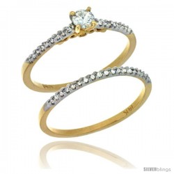 14k Gold 2-Pc Diamond Engagement Ring Set w/ 0.30 Carat Brilliant Cut ( H-I Color VS2-SI1 Clarity ) Diamonds, 1/8 in. (3mm)