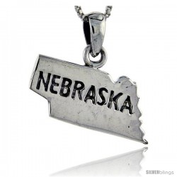 Sterling Silver Nebraska State Map Pendant, 3/4 in tall