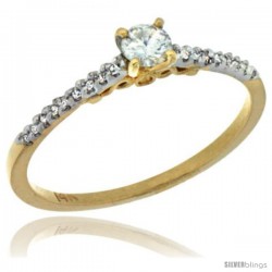 14k Gold Diamond Engagement Ring w/ 0.24 Carat Brilliant Cut ( H-I Color VS2-SI1 Clarity ) Diamonds, 1/16 in. (2mm) wide