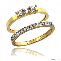 14k Gold 2-Pc. Diamond Engagement Ring Set w/ 0.40 Carat Brilliant Cut ( H-I Color VS2-SI1 Clarity ) Diamonds, 3/16 in (5mm)