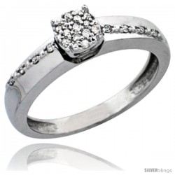 14k White Gold Diamond Engagement Ring, w/ 0.14 Carat Brilliant Cut Diamonds, 1/8 in. (3.5mm) wide