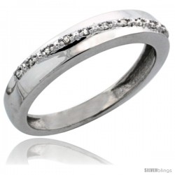 14k White Gold Ladies' Diamond Band, w/ 0.08 Carat Brilliant Cut Diamonds, 1/8 in. (3.5mm) wide