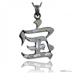 Sterling Silver Chinese Character for WEALTH Pendant, 1 1/4 in tall