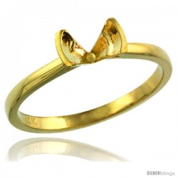 14k Gold Semi Mount (for 5mm Round Diamond) Engagement Ring 1/16 in. (2mm) wide -Style D323831y