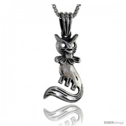 Sterling Silver Cat Pendant, 1 1/8 in tall