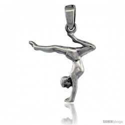 Sterling Silver Gymnastics Gymnast Pendant, 1 in tall