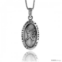 Sterling Silver Saint Christopher Pendant for Baseball, 1 3/8 in tall