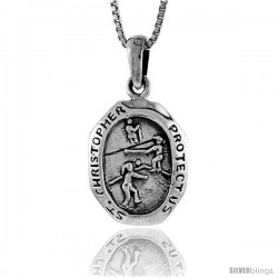 Sterling Silver Saint Christopher Pendant for Volleyball, 1 1/16 in tall