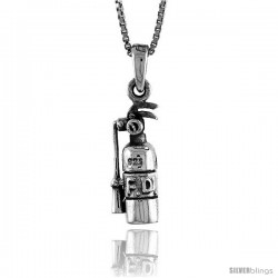 Sterling Silver Fire Extinguisher Pendant, 3/4 in