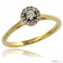 14k Gold Round Diamond Engagement Ring w/ 0.112 Carat Brilliant Cut Diamonds, 1/4 in. (6mm) wide