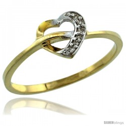 14k Gold Heart Cut Out Diamond Engagement Ring w/ 0.022 Carat Brilliant Cut Diamonds, 1/4 in. (7mm) wide