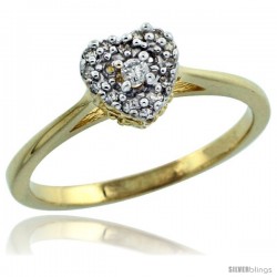 14k Gold Heart-shaped Diamond Engagement Ring w/ 0.086 Carat Brilliant Cut Diamonds, 1/4 in. (6.5mm) wide