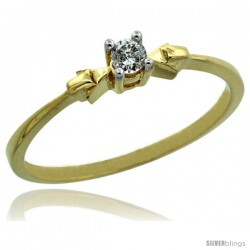 14k Gold Solitaire Diamond Engagement Ring w/ 0.077 Carat Brilliant Cut Diamond, 1/8 in. (3mm) wide