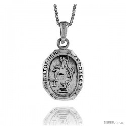 Sterling Silver Saint Christopher Pendant for Gymnastics, 1 1/16 in tall