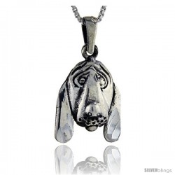 Sterling Silver Dog Head Pendant, 1 1/8 in tall