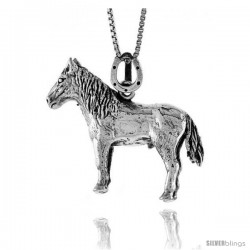 Sterling Silver Solid 3-Dimensional Horse Pendant, 1 1/16 in wide