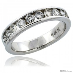 14k White Gold 10-Stone Ladies' Diamond Ring Band w/ 0.74 Carat Brilliant Cut Diamonds, 3/16 in. (4.5mm) wide