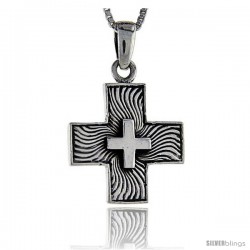 Sterling Silver Cross Pendant, 1 in tall -Style Pa1292