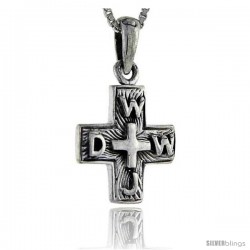 Sterling Silver WWJD Cross Pendant, 3/4 in tall