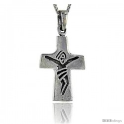 Sterling Silver Crucifix Pendant, 1 1/4 in tall