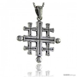 Sterling Silver Jerusalem Cross Pendant 1 1/2 in Tall