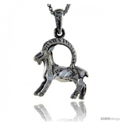 Sterling Silver Wild Goat Pendant, 1 1/8 in tall