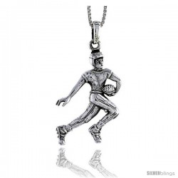 Sterling Silver Football Player Pendant, 1 1/4 in tall