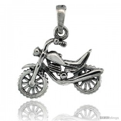 Sterling Silver Dirt Bike Pendant, 7/8 in wide