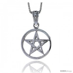 Sterling Silver Star Pentagon Pendant, 3/4 in tall