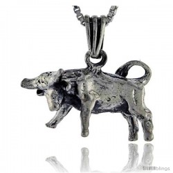 Sterling Silver Bull Pendant, 1 in tall -Style Pa139
