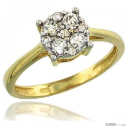 14k Gold Round Cluster Diamond Engagement Ring w/ 0.37 Carat Brilliant Cut Diamonds, 9/32 in. (7.5mm) wide