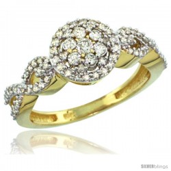 14k Gold Floral Cluster Diamond Engagement Ring w/ 0.54 Carat Brilliant Cut Diamonds, 3/8 in. (9.5mm) wide